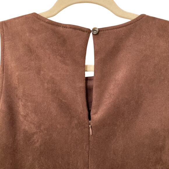 NWT Calvin Klein Faux Suede and Faux Leather Crewneck Shift Dress Size 10 - Picture 5 of 13